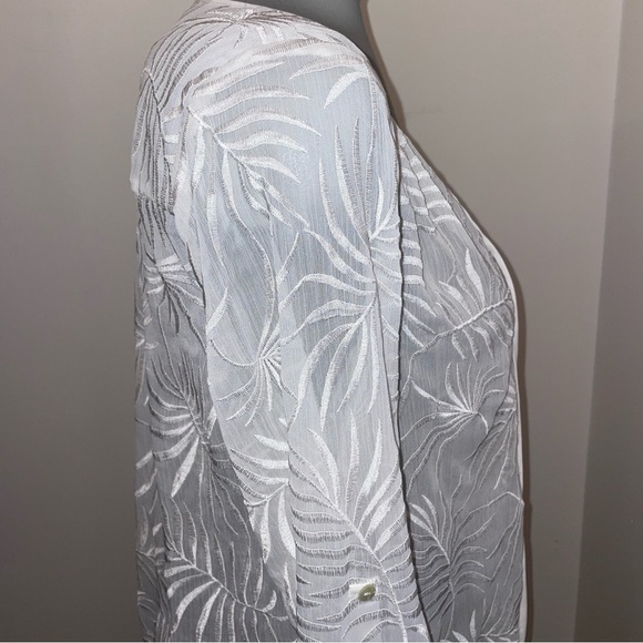 Saks Fifth AvenueTunic Blouse long sleeve sheer white floral embroidered medium - Picture 5 of 6